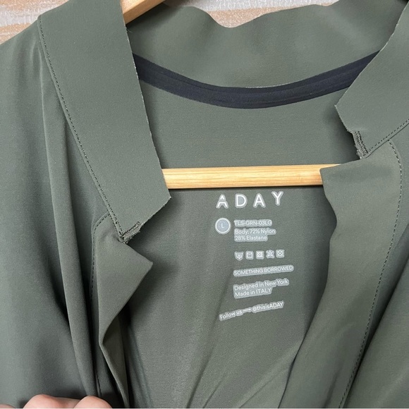 Aday Something Borrowed Shirt Moss Slimming Athleisure Classic Womens L - Picture 2 of 6